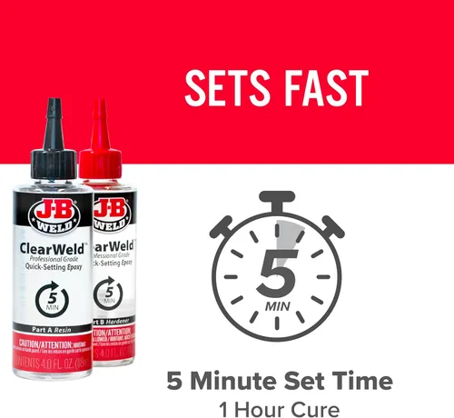 Miniatura 3 de J-B Weld Set epoxi ClearWeld de 5 minutos de tamaño profesional