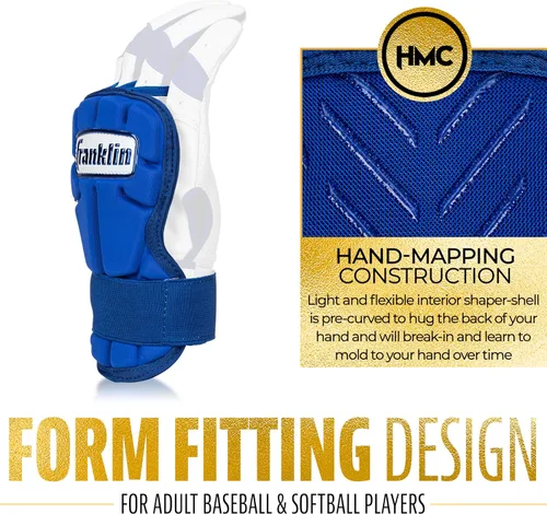Miniatura 6 de Franklin Sports Guantes Protectores de Mano y Muñeca para Béisbol - Serie PRT LG, Protector para Adultos para Batear - Escudo Protector para Real