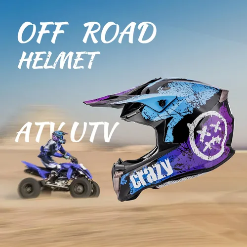 Miniatura 6 de OUMURS Casco de ATV Bicicleta de Tierra para Adultos con Gafas Guantes y Máscara Hebilla de Liberación Rápida Visera Solar Ajustable Casco de Azul