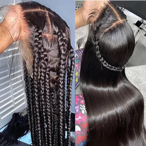 Miniatura 6 de Pelucas de cabello humano de encaje completo HD transparente con encaje prearrancado con abuelitos, hecha a mano, peluca frontal de encaje completo