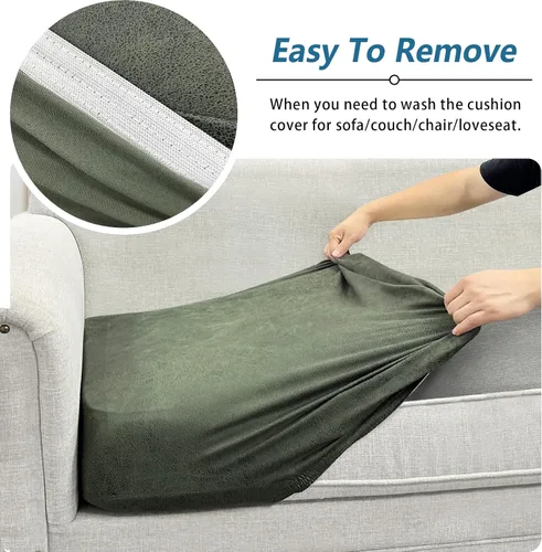 Miniatura 6 de Funda de cojín para sofá con aspecto de cuero, 1 unidad, elástica, para sala de estar, funda de cojín individual para sofá, protector de asiento