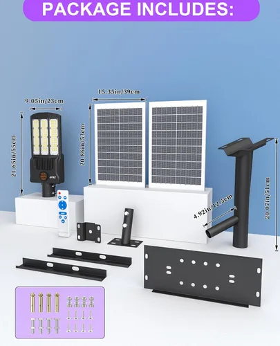 Miniatura 6 de JAYNLT Y-12000W Luces Solares de Calle para Exteriores, 900000LM 6500K Luces de Estacionamiento Brillantes para Uso Comercial, Luces de Inundación