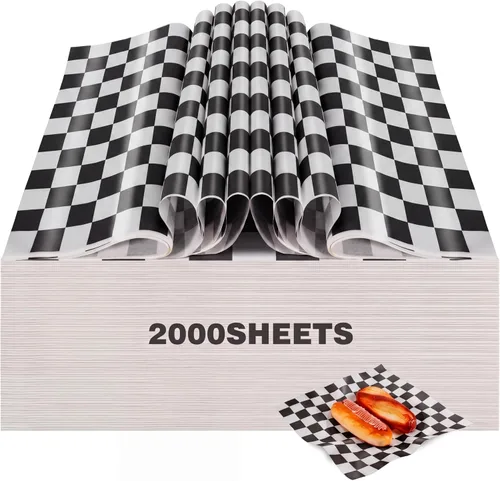 Miniatura 8 de Colarr 1000 hojas de papel encerado a granel de 15 x 15 pulgadas, papel grande para envolver sándwiches a cuadros, para hamburguesas, pan, Negro