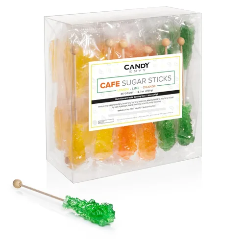 Miniatura 8 de Candy Envy - 18 ct Citrus Cafe Sugar Sticks Rock Candy - Envuelto indiv. - Limón, Lima, Naranja