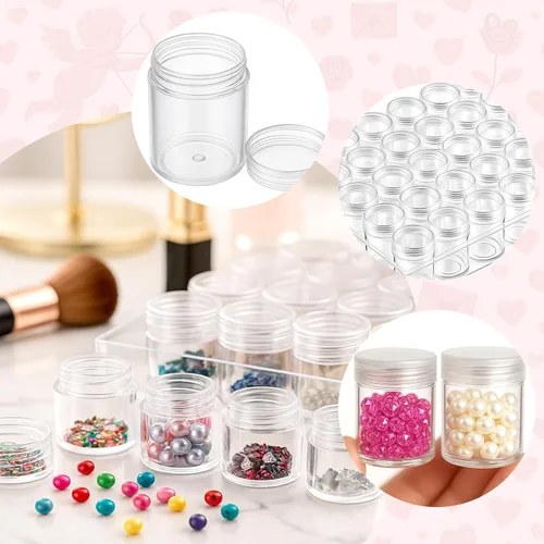 Miniatura 4 de BigOtters Contenedores de almacenamiento de pintura de diamante de 30 rejillas, estuche organizador portátil de cuentas con tapas para manualidades