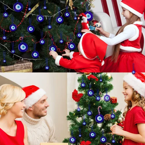 Miniatura 7 de Jutom 25 dijes de cristal a granel de mal de ojo, llavero de mal de ojo, cuentas para manualidades, adorno azul para colgar en la pared con cuerdas