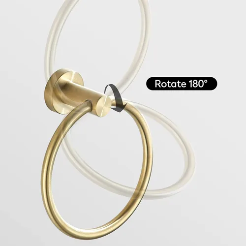 Miniatura 4 de BATHSIR Soporte de papel higiénico dorado cepillado y soporte para toallas de mano, 2 piezas, doble poste pivotante, redondo, moderno, accesorio