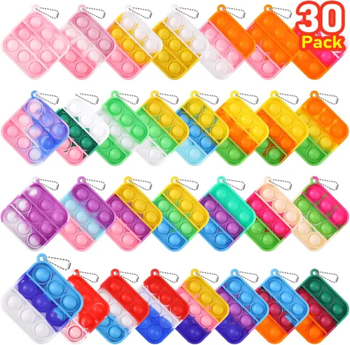 Paquete de 30 mini llaveros para fiestas infantiles, regalos de fiesta de cumpleaños para niños de 4-8, 8-12 premios pequeños en el aula, regalos de