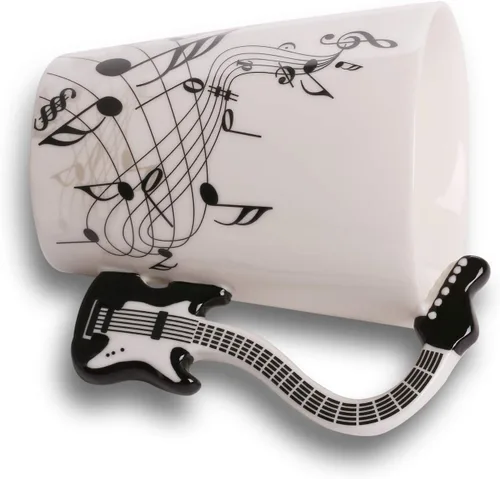 Miniatura 2 de Taza de guitarra de 12.9 onzas, nota musical, té, café, leche, taza de música de cerámica, regalos para guitarristas, músicos, regalo para mujeres