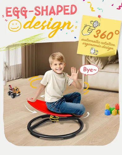 Miniatura 6 de FERUERW Silla Giratoria para Niños Autistas, Silla Sensorial Giratoria, Capacidad de Peso 100KG, Juguete Sensorial para Niños con TDAH/Autismo, Rojo