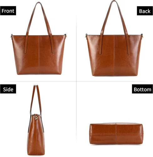 Miniatura 5 de Bolso de mano de cuero genuino para mujer con cremallera, bolsos de hombro grandes para mujer, bolsos cruzados de diseñador, bolso con asa superior