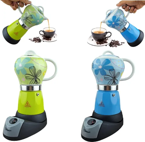 Miniatura 2 de UNIWARE Cafetera eléctrica profesional de café expreso/moka de 6 tazas (azul)