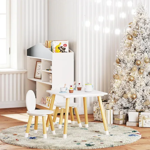 Miniatura 5 de UTEX Juego de mesa para niños con 2 sillas para niños pequeños, niños, niñas, juego de mesa y sillas para niños de 3 piezas, color blanco