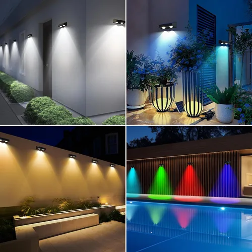 Miniatura 6 de Brizled Luces solares para valla al aire libre, paquete de 8 luces patrióticas para valla al aire libre, 9 colores y 11 modos RGBCW que cambian