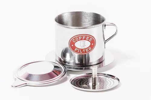 Prensa de filtros de café vietnamita. con inserto de rosca con mecanismo de goteo Fabricado en Vietnam. En tamaños S, M, o L en paquetes de 1, 2 o 3