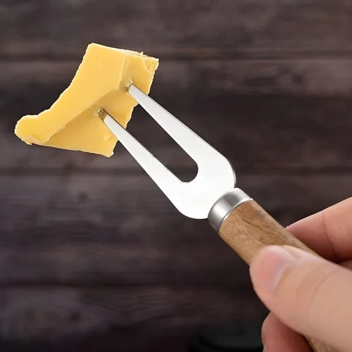 Miniatura 4 de Juego de cuchillos de queso con mango de madera, mini pinzas para servir, cucharas, tenedores, palillos de dientes, banderas para fiesta de Navidad