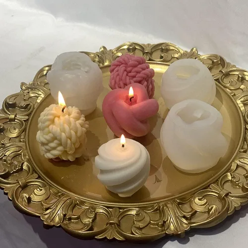 Miniatura 8 de Moldes de vela de hilo de silicona 3D para hacer velas, bricolaje, suéter, tipo piedra, molde de silicona, para hornear, hacer resina de cera