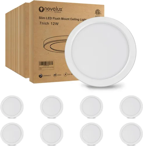 Miniatura 12 de Luces de Techo de 7 Pulgadas Montaje al Ras Ultra Delgadas 0.63'' de Grosor Redondas Planas Lámparas de Techo 5000K Luz de Día LED Luz de Techo