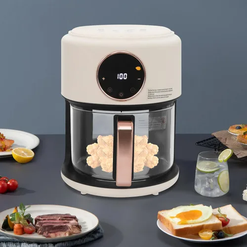 Miniatura 6 de Freidora de aire turbo de vidrio de 4.2L, freidora aireada visible de 360° 110V, pantalla táctil digital de 1200 W para hogar y restaurante