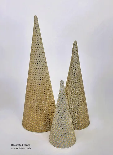 Miniatura 5 de Paper Mache Cone - Juego variado de 4 unidades de 17.87 x 5, 13.75 x 5, 10.63 x 4, 7 x 3 pulgadas.