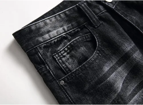 Miniatura 7 de Jeans rasgados para hombre, ajustados, ajuste regular, pierna cónica, desgastados, pantalones de mezclilla para hombre con agujero