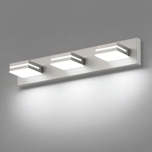 Miniatura 65 de SineRise - Lámpara LED para tocador de baño - Moderna lámpara de acrílico con acabado cromado para iluminación de pared sobre el espejo - 2 luces