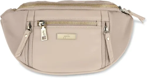 JuJuBe Bolso bandolera ecológico, riñonera negra de moda para mamás, adorable riñonera o cangurera cruzada, incluye 5 bolsillos y ranuras para