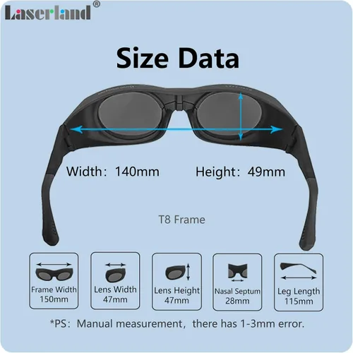 Miniatura 6 de 900nm-2940nm 1064nm ND: YAG Er: YAG y 980nm infrarrojos IR láser gafas protectoras CE OD5+ lente de cristal