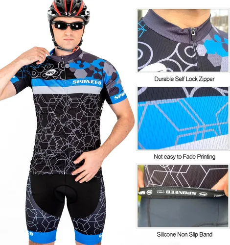 Miniatura 41 de sponeed - Jerséis de ciclismo para hombre, tops, camisas de ciclismo, manga corta, atuendo de ciclismo, chaqueta de ciclismo de cierre completo