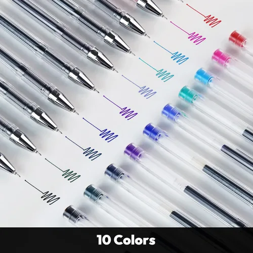 Miniatura 2 de Dong-A Bolígrafo de tinta de punta ultrafina de 0.012 in, 10 colores surtidos, bolígrafos de gel de línea fina y tacto suave, bolígrafos de tinta