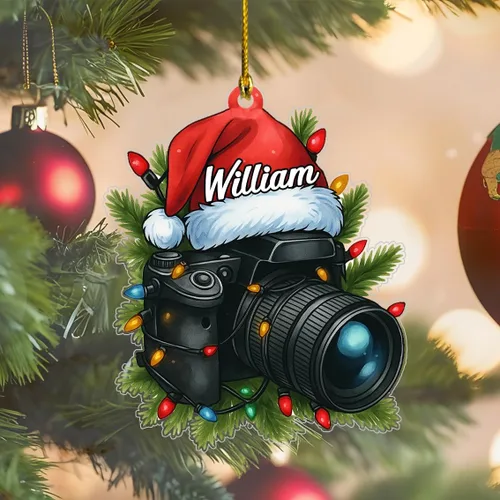 Miniatura 5 de Adorno de fotógrafo personalizado 2025, adorno de cámara con nombre, decoración de árbol para amantes de la fotografía, recuerdo único de vacaciones