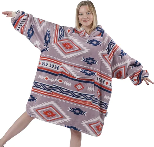 Miniatura 35 de Krifey Manta con capucha de sherpa de gran tamaño como regalo de cumpleaños para mamá, mujer, novia, hombre, acogedora sudadera con bolsillo gigante