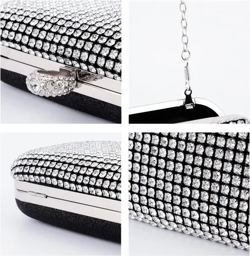 Miniatura 4 de Evevictor Bolso de mano de noche para mujer, bolso de noche brillante para cóctel, graduación, fiesta, bolso de noche pequeño de cristal para boda