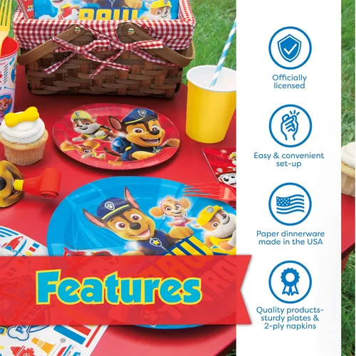 Miniatura 3 de Decoraciones de cumpleaños de Paw Patrol Sirve a 16 invitados Suministros de fiesta de Paw Patrol con licencia oficial Pancarta, mantel