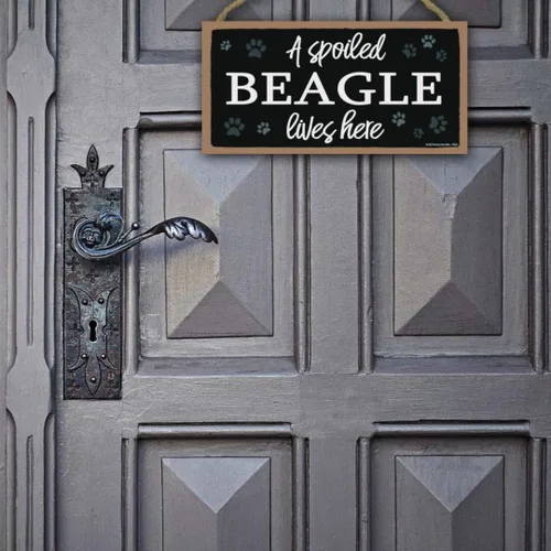 Miniatura 7 de Honey Dew Gifts A Spoiled Beagle Lives Here - Cartel colgante de perro de 5 x 10 pulgadas, arte de pared, letrero decorativo de madera