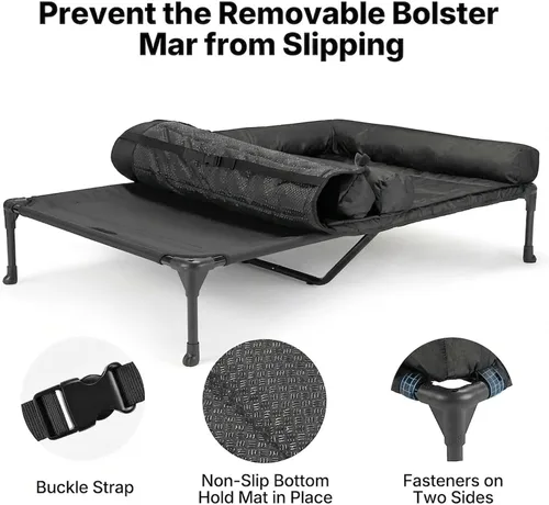 Miniatura 4 de Veehoo Cama elevada refrescante para perros + cojín doble impermeable para dos perros medianos, cama elevada para perros con tapete de apoyo