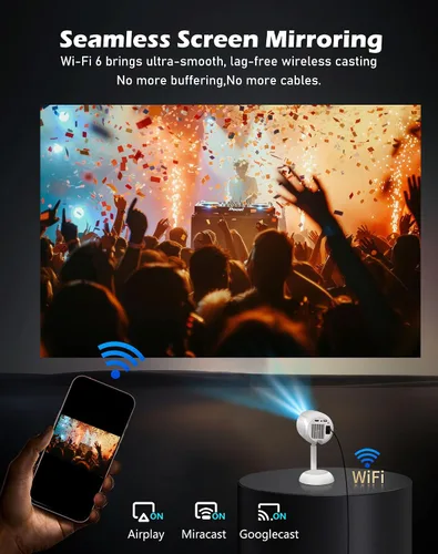 Miniatura 6 de 【Enfoque automático 3D TOF y aplicaciones Android integradas】Mini proyector VGKE Mini proyector portátil con WiFi 6 y Bluetooth, soporte 4K, Blanco