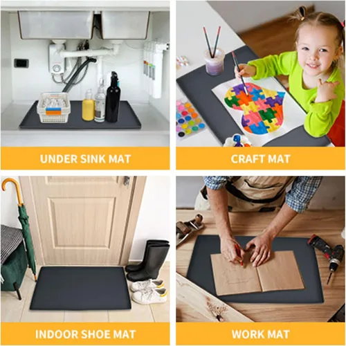 Miniatura 7 de Mantel individual de silicona para cuencos para comer para perros y gatos, impermeable, antideslizante. Tamaño: (18.5 x 11.5 pulgadas) borde elevado