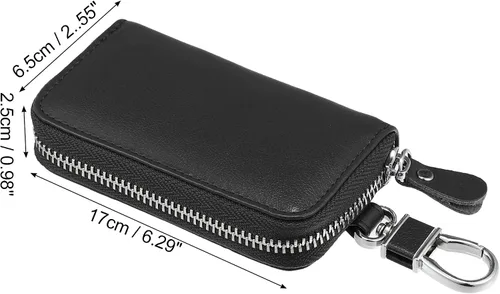 Miniatura 5 de X AUTOHAUX Estuche para llaves de coche con cremallera de piel sintética multifuncional universal para llaves de coche, bolsillo para llave remota