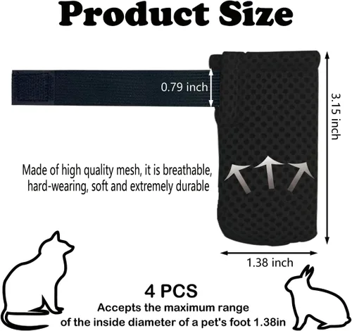 Miniatura 2 de 4 guantes para gatos para evitar arañazos, zapatos de malla transpirable para gatos, guantes ajustables antiarañazos para gatos, adecuados para Negro