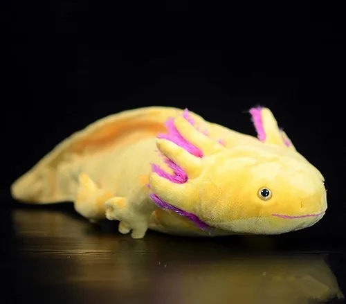 Miniatura 2 de Peluche de Axolotl - Animal de Peluche Axolotl Amarillo, Realista de 20" Lindos Anfibios Ambystoma Espeluznantes Juguetes de Peluche, Colección