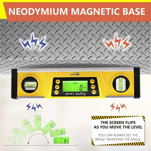 Miniatura 4 de Herramienta digital de nivel magnético – Nivel de torpedo y transportador de 10 pulgadas – Precisión maestra – IP54 a prueba de polvo e impermeable