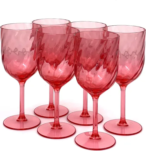 Miniatura 22 de Yalin Juego de 6 vasos apilables de plástico acrílico irrompible de 12 onzas para vino y agua (transparente, 15 onzas)