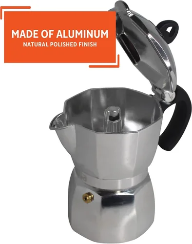 Miniatura 3 de IMUSA USA B120-43V, Cafetera de expreso de aluminio para estufa de 6 tazas, plateada