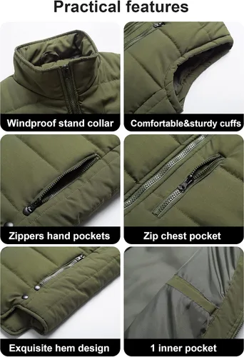 Miniatura 6 de Chrisuno Chaleco de esquí acolchado de invierno ligero para hombre, ropa de abrigo plegable