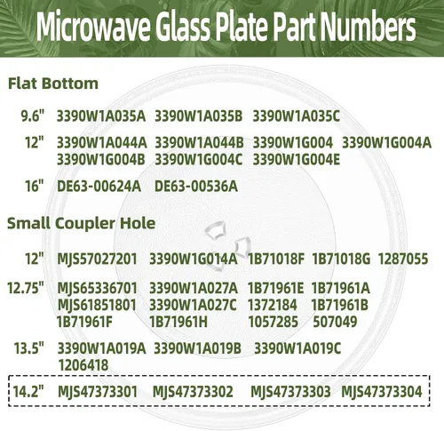 Miniatura 5 de Placa de vidrio de microondas de 14 pulgadas para placa de microondas LG MJS47373301, MJS47373302, MJS47373303, MJS47373304 compatible con reemplazo
