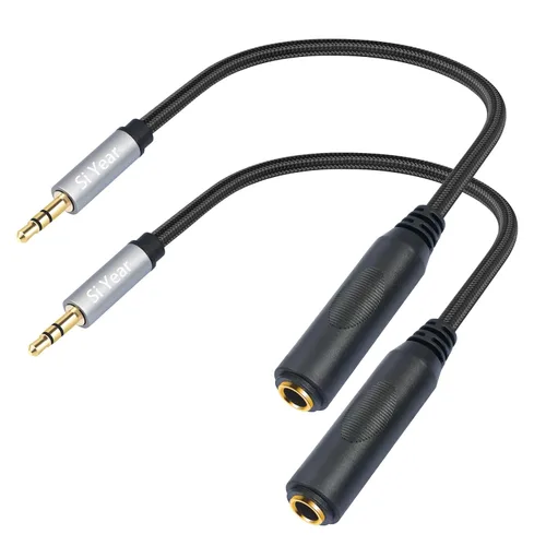 Miniatura 9 de Conector estéreo TRS macho chapado en oro de 0.250 in 1/4 pulgadas a 2 RCA Phono macho Audio Y Splitter Cable, conector de cable (4.9 ft)