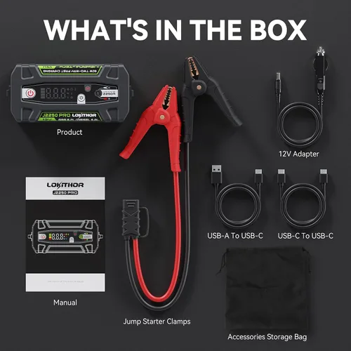 Miniatura 9 de LOKITHOR J2250 PRO Arrancador de Salto con ConnectMax, Batería de Arranque para Coche LiFePO4 de 2250A para Motores de Gasolina de 8.0L y Diésel