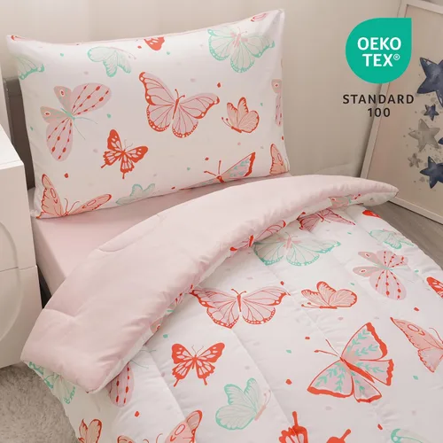 Miniatura 6 de david's kids Juego de ropa de cama de 4 piezas para niños pequeños - Juego de ropa de cama suave y transpirable para niñas, incluye edredón