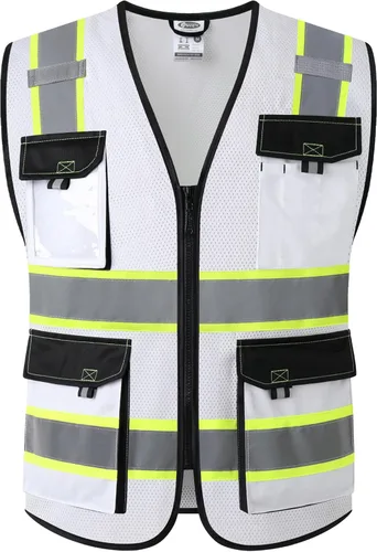 Miniatura 14 de JKSafety - Chalecos de seguridad reflectantes de alta visibilidad para hombres y mujeres, con bolsillos, ropa de seguridad de malla